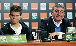 Hagi and his father Gheorghe, the joint all-time leading goalscorer of Romania, in 2015 Ianis si Hagi (cropped).JPG