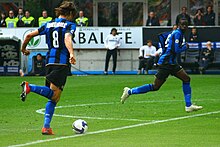 Ibrahimović and Mario Balotelli playing against Palermo in 2009