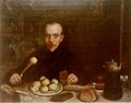 "Desayuno", autorretrato, 1914. Óleo sobre lienzo.  Museo Nacional de Arte RB