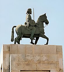 Statue of Ahmed ibn Ibrahim al-Ghazi, Imam of the Adal Empire. Imaam Ahmed Gurey.jpg