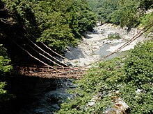 Aus Schlingtrieben hergestellte Kazura-Brücke im Iya-Tal
