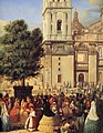 The Swiss artist Johann Salomon Hegi painted the famous Paseo de las Cadenas in 1851, the sun stone is distinguishable below and to the right of the ash tree foliage