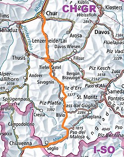 Verlauf des Wegs (orange).