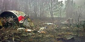 Puin van de Tupolev Tu-154 na het ongeval.