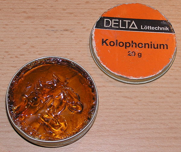 Rosin used as flux for soldering