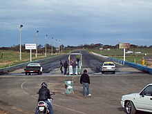 Two vehicles about to race on a dragstrip KoorlongDragStripView.jpg