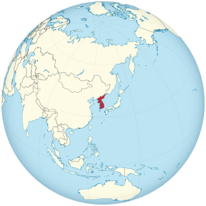 Koreas on the globe (Japan centered).svg