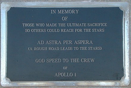 One of two Apollo 1 memorial plaques at Cape Canaveral Air Force Station Launch Complex 34