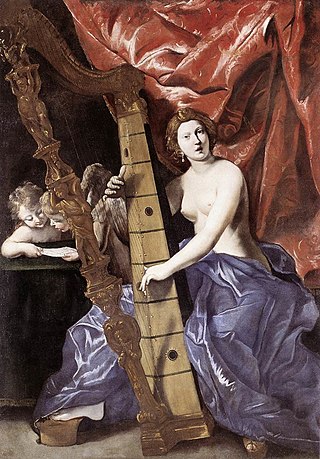 <i>Venus plays the Harp</i> Painting by Giovanni Lanfranco