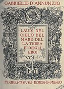 Обложка издания: Габриэле Д'Аннунцио. Хвала Небу, Море, Земле и Героям. Милан, 1903