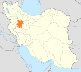 ირანის რუკა გამოყოფილი პროვინციით ჰამადანის ოსტანი