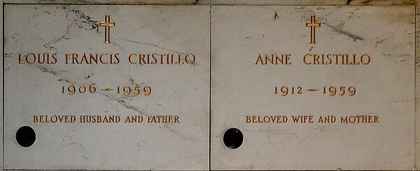 The crypts of Lou Costello and his wife Anne