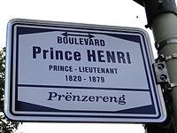Luxembourg Bd Prince Henri - Prënzereng nom de rue.JPG
