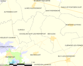 Mapa obce Goudelancourt-lès-Pierrepont