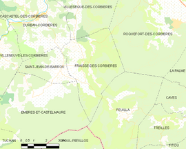 Mapa obce Fraissé-des-Corbières