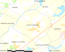 Mapa obce Lafitte-Vigordane