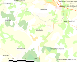 Mapa obce Bouglon