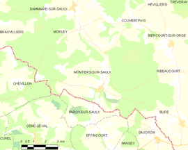 Mapa obce Montiers-sur-Saulx