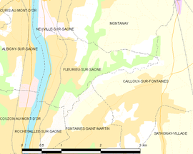 Mapa obce Fleurieu-sur-Saône