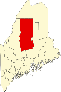 Map of Mejn highlighting Piscataquis County
