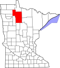Map of Minnesota highlighting Beltrami County.svg