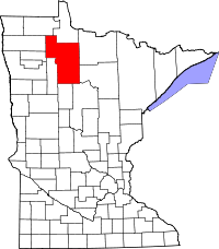 Kort over Minnesota med Beltrami County markeret