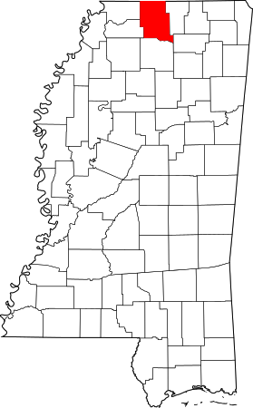 Map of Mississippi highlighting Marshall County.svg