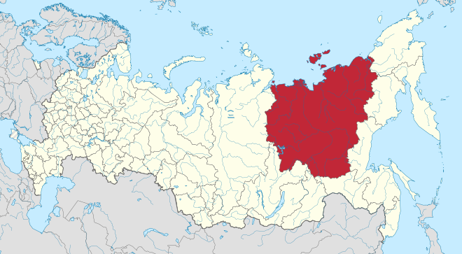 Map of Russia with the Sakha Republic highlighted