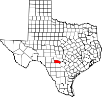Map of Teksas highlighting Bandera County
