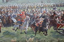 Marshal Ney leading the French cavalry charge, from Louis Dumoulin's Panorama of the Battle of Waterloo Marechal Ney a Waterloo.jpg