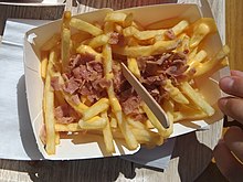 French fries with Bacon and Cheddar sauce McDonald's Italia Fries Cheese&Bacon (cropped).jpg