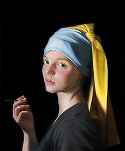 Michal Ožibko Girl with… (portrét Frederike Höppner) olej na plátně 230 x 140 cm 2007