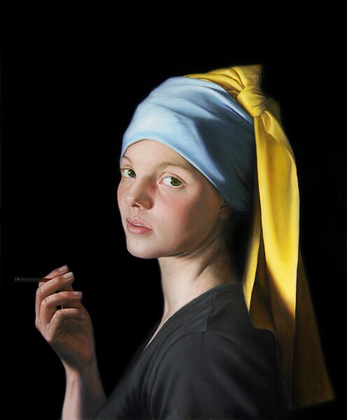 File:Michal Ožibko, Girl with… (portrét Frederike Höppner), olej na plátně 230 x 140 cm, 2007.jpg