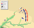 Day 6, Phase 1: The Muslims launch an all out attack. The Muslim cavalry attacks at the left flank of the Byzantine left wing and engages with the Byzantine left wing cavalry.