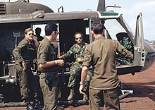 News correspondent Morton Dean in Vietnam in 1971 during a medevac mission for CBS Evening News Morton Dean in Vietnam 1971.jpg