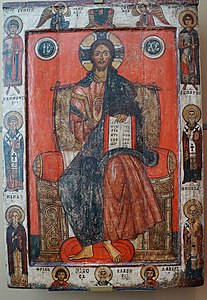 Savior on the throne, with selected saints Tretyakov gallery.- Moscou