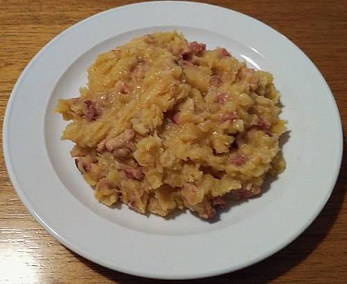 Traditional Estonian rustic porridge Mulgipuder made with potatoes, groats and meat is known as a national dish of Estonia