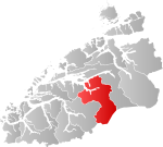 Mapa do condado de Møre og Romsdal com Rauma em destaque.