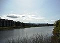 The w:Necanicum River at w:Seaside, Oregon, from western bank looking south.