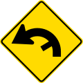 (PW-26) Curve between 90 & 120 degrees with minor road, to left