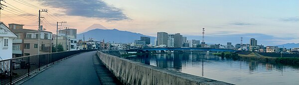 Mount Fuji seen from the streets of Numazu