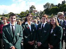 New Zealand college students at an Anzac Day parade, Auckland Orewa College student Anzac Day parade.jpg