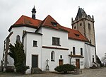 Overview of Church of the Assumption and Saint Gotthard in Budišov, Třebíč District.jpg