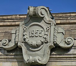 Stalinist cartouche of the Palace of Culture and Science, Warsaw, Poland