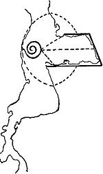 Yucatan and surroundings with schematic symbol of calabash