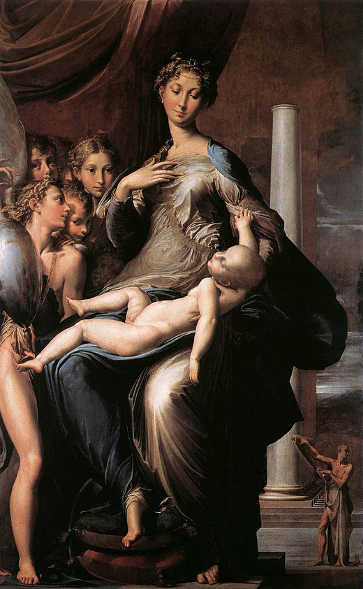 In Parmigianino's Madonna with the Long Neck (1534–1540), Mannerism makes itself known by elongated proportions, highly stylized poses, and lack of clear perspective.