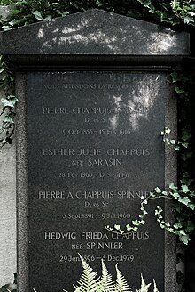 Pierre Chappuis-Sarasin (1855–1916), Physiker. Grab auf dem Wolfgottesacker in Basel