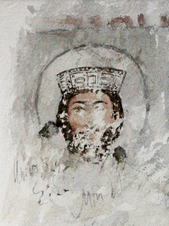 Possible depiction of an 11th-century Alan king, perhaps Durgulel, in the Senty church