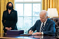 President Biden signs the American Rescue plan President Joe Biden signs the American Rescue Plan into law.jpg