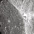 English: Proclus lunar crater as seen from Earth with satellite craters labeled